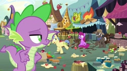 Size: 1920x1080 | Tagged: safe, screencap, character:berry punch, character:berryshine, character:burnt oak, character:goldengrape, character:spike, species:dragon, species:pony, episode:the big mac question, g4, my little pony: friendship is magic, winged spike