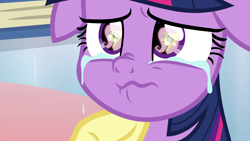 Size: 1920x1080 | Tagged: safe, screencap, character:fluttershy, character:twilight sparkle, character:twilight sparkle (alicorn), species:alicorn, species:pony, episode:the ending of the end, g4, my little pony: friendship is magic, comforting, context is for the weak, crying, cute, eye reflection, reflection, sad, scared, tears of pain, teary eyes, underhoof