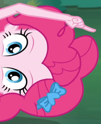 Size: 763x930 | Tagged: safe, screencap, character:pinkie pie, episode:do it for the ponygram!, g4, my little pony:equestria girls, cropped, cute, diapinkes, magic cupcake touch, pointing, solo