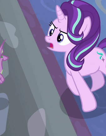 Size: 339x434 | Tagged: safe, screencap, character:spike, character:starlight glimmer, species:pony, species:unicorn, episode:a matter of principals, g4, my little pony: friendship is magic, angry, animated, cropped, horses doing horse things, solo, stomp, stomping, trotting, upset