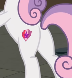 Size: 373x405 | Tagged: safe, screencap, character:sweetie belle, species:pony, species:unicorn, episode:growing up is hard to do, g4, my little pony: friendship is magic, butt, cropped, female, older, older sweetie belle, plot, solo, sweetie butt