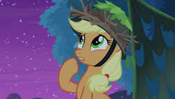 Size: 1280x720 | Tagged: safe, screencap, character:applejack, species:earth pony, species:pony, episode:going to seed, g4, my little pony: friendship is magic, solo