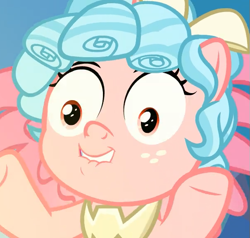 Size: 605x575 | Tagged: safe, screencap, character:cozy glow, species:alicorn, species:pony, episode:the ending of the end, g4, my little pony: friendship is magic, alicornified, cozy glow is best facemaker, cropped, faec, female, filly, funny, funny face, lip bite, race swap, solo