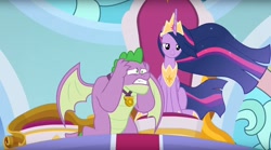 Size: 1680x936 | Tagged: safe, screencap, character:spike, character:twilight sparkle, character:twilight sparkle (alicorn), species:alicorn, species:pony, episode:the last problem, g4, my little pony: friendship is magic, gigachad spike, older, older spike, older twilight