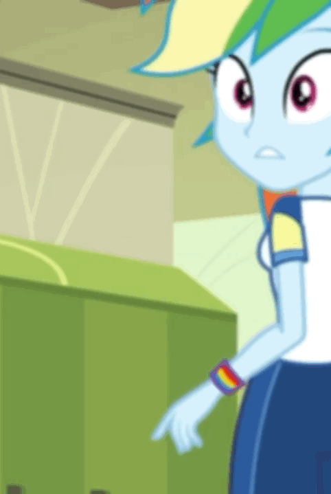 Size: 482x719 | Tagged: safe, screencap, character:rainbow dash, episode:sock it to me, g4, my little pony:equestria girls, animated, ass, butt, canterlot high, cropped, cute, dashabetes, female, gif, hallway, lockers, rainbutt dash, solo