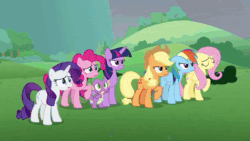 Size: 1280x720 | Tagged: safe, screencap, character:applejack, character:cozy glow, character:fluttershy, character:lord tirek, character:pinkie pie, character:queen chrysalis, character:rainbow dash, character:rarity, character:spike, character:twilight sparkle, character:twilight sparkle (alicorn), species:alicorn, species:centaur, species:changeling, species:dragon, species:earth pony, species:pegasus, species:pony, species:unicorn, episode:the ending of the end, g4, my little pony: friendship is magic, alicornified, animated, applejack's hat, attempted murder, changeling queen, clothing, cowboy hat, cozycorn, female, filly, former queen chrysalis, grogar's bell, hat, hug, magic, male, mane seven, mane six, mare, nose piercing, nose ring, piercing, race swap, sound, ultimate chrysalis, webm, windigo, winged spike