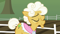 Size: 1920x1080 | Tagged: safe, screencap, character:goldie delicious, species:pony, episode:going to seed, g4, my little pony: friendship is magic, fence, solo