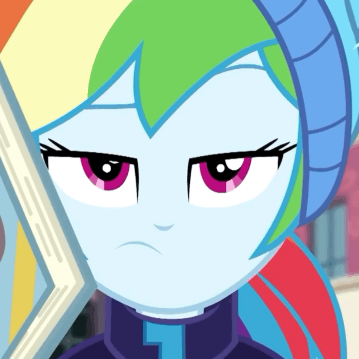 Size: 720x720 | Tagged: safe, screencap, character:rainbow dash, equestria girls:holidays unwrapped, g4, my little pony:equestria girls, animated, beautiful, blizzard or bust, cropped, gif, rainbow dash is not amused, solo, unamused