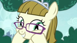 Size: 1024x576 | Tagged: safe, screencap, character:zipporwhill, species:pegasus, species:pony, episode:forever filly, g4, my little pony: friendship is magic, adorable face, cute, female, filly, glasses, happy, jewelry, smiling, solo, squishy cheeks, tiara, zipporbetes