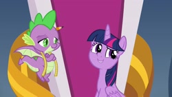 Size: 1920x1080 | Tagged: safe, screencap, character:spike, character:twilight sparkle, character:twilight sparkle (alicorn), species:alicorn, species:dragon, species:pony, episode:the ending of the end, g4, my little pony: friendship is magic, measuring tape, winged spike