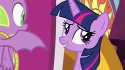 Size: 1920x1080 | Tagged: safe, screencap, character:spike, character:twilight sparkle, character:twilight sparkle (alicorn), species:alicorn, species:dragon, species:pony, episode:the ending of the end, g4, my little pony: friendship is magic, measuring tape, winged spike