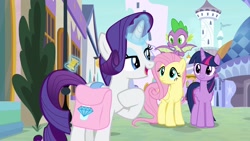 Size: 1920x1080 | Tagged: safe, screencap, character:fluttershy, character:rarity, character:spike, character:twilight sparkle, character:twilight sparkle (alicorn), species:alicorn, species:dragon, species:pony, episode:the ending of the end, g4, my little pony: friendship is magic, magic, saddle bag, winged spike