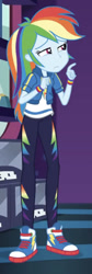 Size: 203x604 | Tagged: safe, screencap, character:rainbow dash, equestria girls:holidays unwrapped, g4, my little pony:equestria girls, canterlot mall, cropped, solo, squint, squinted eyes