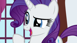 Size: 1280x720 | Tagged: safe, screencap, character:rarity, species:pony, species:unicorn, episode:flutter brutter, g4, my little pony: friendship is magic, female, mare, open mouth, solo