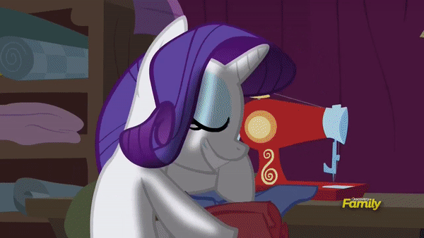 Size: 600x338 | Tagged: safe, screencap, character:rarity, species:pony, species:unicorn, episode:fame and misfortune, g4, my little pony: friendship is magic, faec, sewing machine, solo