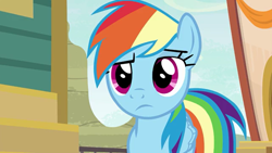 Size: 1366x768 | Tagged: safe, screencap, character:rainbow dash, species:pony, episode:common ground, g4, my little pony: friendship is magic, buckball, rainbow dash is not amused, unamused