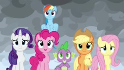 Size: 1920x1080 | Tagged: safe, screencap, character:applejack, character:fluttershy, character:pinkie pie, character:rainbow dash, character:rarity, character:spike, species:pony, episode:the ending of the end, g4, my little pony: friendship is magic