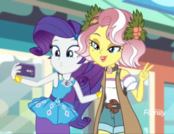 Size: 400x307 | Tagged: safe, screencap, character:rarity, equestria girls:rollercoaster of friendship, g4, my little pony:equestria girls, cellphone, cropped, duckface, licking, licking lips, peace sign, phone, photo, selfie, tongue out