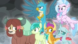 Size: 1920x1080 | Tagged: safe, screencap, character:gallus, character:ocellus, character:sandbar, character:silverstream, character:smolder, character:yona, species:changedling, species:changeling, species:classical hippogriff, species:dragon, species:griffon, species:hippogriff, species:pony, species:reformed changeling, species:yak, episode:the ending of the end, g4, my little pony: friendship is magic, student six