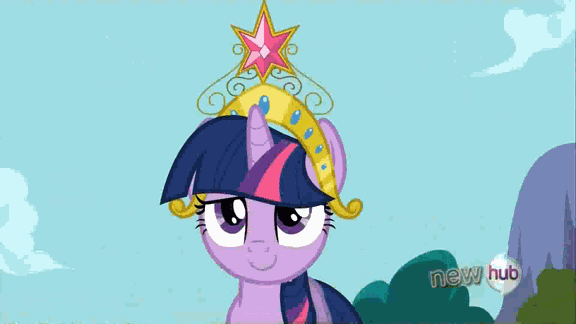 Size: 576x324 | Tagged: safe, screencap, character:applejack, character:discord, character:fluttershy, character:pinkie pie, character:rainbow dash, character:rarity, character:twilight sparkle, episode:keep calm and flutter on, g4, my little pony: friendship is magic, animated, big crown thingy, element of generosity, element of honesty, element of kindness, element of laughter, element of loyalty, element of magic, elements of harmony, hub logo