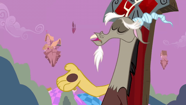 Size: 640x360 | Tagged: safe, screencap, character:discord, species:draconequus, episode:the return of harmony, g4, my little pony: friendship is magic, animated, chaos, discorded landscape, eyes closed, floppy ears, gif, male, reaction image, solo, yawn