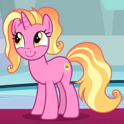 Size: 1000x1000 | Tagged: safe, screencap, character:luster dawn, species:pony, species:unicorn, episode:the last problem, g4, my little pony: friendship is magic, cropped, cute, looking up, lusterbetes, oh you, smiling, solo, upscaled