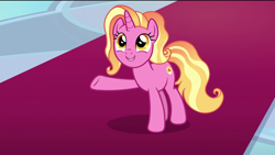 Size: 1920x1080 | Tagged: safe, screencap, character:luster dawn, species:pony, species:unicorn, episode:the last problem, g4, my little pony: friendship is magic, carpet, happy, smiling, solo, throne room
