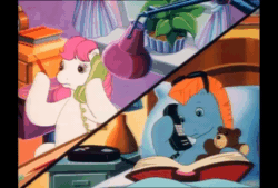 Size: 720x486 | Tagged: safe, screencap, character:sweetheart, character:teddy, species:pony, episode:bon bon's diary, g1, my little pony tales, animated, bed, dexterous hooves, sound, talking, teddy bear, telephone, wat, webm, weird