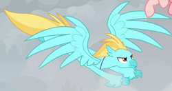 Size: 824x434 | Tagged: safe, screencap, character:cozy glow, species:classical hippogriff, species:hippogriff, species:pony, episode:the ending of the end, g4, my little pony: friendship is magic, background hippogriff, cropped, female, filly, flying, male, narrowed eyes, spread wings, unnamed hippogriff, wings