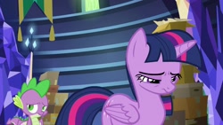 Size: 1920x1080 | Tagged: safe, screencap, character:spike, character:twilight sparkle, character:twilight sparkle (alicorn), species:alicorn, species:dragon, species:pony, episode:the last problem, g4, my little pony: friendship is magic, box, sad, winged spike