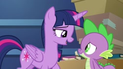 Size: 1920x1080 | Tagged: safe, screencap, character:spike, character:twilight sparkle, character:twilight sparkle (alicorn), species:alicorn, species:dragon, species:pony, episode:the last problem, g4, my little pony: friendship is magic, box, winged spike