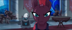 Size: 1136x482 | Tagged: safe, screencap, character:grubber, character:tempest shadow, my little pony: the movie (2017), broken horn, horn, looking at you, scar
