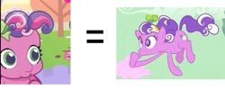 Size: 1179x520 | Tagged: safe, screencap, character:cheerilee (g3), character:screwball, species:earth pony, species:pony, episode:the return of harmony, g3.5, g4, my little pony: friendship is magic, comparison, female, flying, mare, once upon a my little pony time