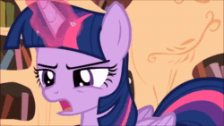 Size: 1280x720 | Tagged: safe, screencap, character:twilight sparkle, character:twilight sparkle (alicorn), species:alicorn, species:pony, episode:testing testing 1-2-3, g4, my little pony: friendship is magic, animated, book, bookshelf, female, golden oaks library, hey, i am not that tall, magic, mare, rainbow dash's centerfold, solo, sound, telekinesis, webm