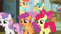 Size: 1280x720 | Tagged: safe, screencap, character:apple bloom, character:aunt holiday, character:auntie lofty, character:scootaloo, character:sweetie belle, species:pegasus, species:pony, episode:the last crusade, g4, my little pony: friendship is magic, cutie mark crusaders
