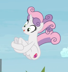 Size: 454x478 | Tagged: safe, screencap, character:sweetie belle, species:pony, species:unicorn, episode:growing up is hard to do, g4, my little pony: friendship is magic, being big is all it takes, cannonball, cropped, cute, diasweetes, falling, older, older sweetie belle, smiling, solo