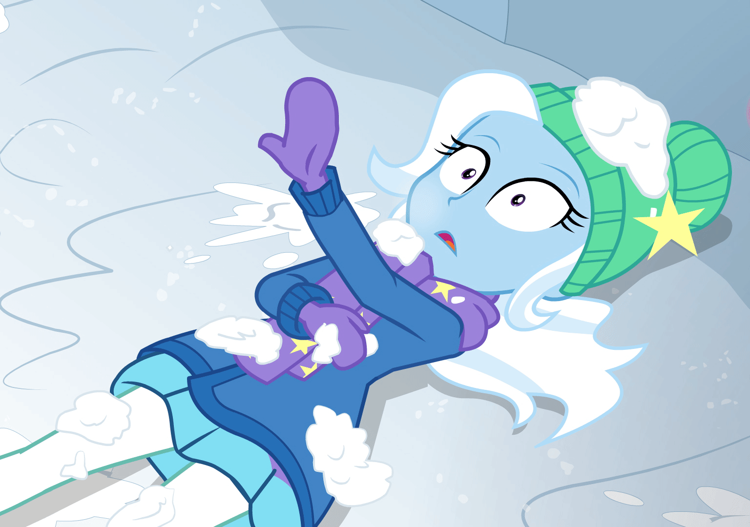 Size: 1536x1080 | Tagged: safe, screencap, character:trixie, equestria girls:holidays unwrapped, g4, my little pony:equestria girls, animated, clothing, cold, cropped, freezing, gif, left handed, loop, saving pinkie's pie, shivering, solo, winter outfit