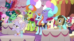 Size: 1920x1080 | Tagged: safe, screencap, character:derpy hooves, character:doctor whooves, character:dusty pages, character:moondancer, character:pharynx, character:prince pharynx, character:roseluck, character:sassy saddles, character:seaspray, character:strawberry scoop, character:tempest shadow, character:thorax, character:time turner, species:changeling, species:pony, species:reformed changeling, episode:the last problem, g4, my little pony: friendship is magic, changedling brothers, friendship student
