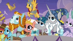 Size: 1920x1080 | Tagged: safe, screencap, character:cattail, character:flash magnus, character:meadowbrook, character:mistmane, character:rockhoof, character:somnambula, character:star swirl the bearded, character:stygian, species:dragon, species:earth pony, species:pegasus, species:pony, species:unicorn, episode:the last problem, g4, my little pony: friendship is magic, amarant, female, male, mare, pillars of equestria, seven pillars, stallion