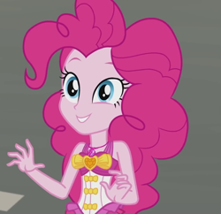 Size: 1117x1080 | Tagged: safe, screencap, character:pinkie pie, episode:x marks the spot, g4, my little pony:equestria girls, clothing, cropped, cute, diapinkes, female, geode of sugar bombs, magical geodes, solo, swimsuit