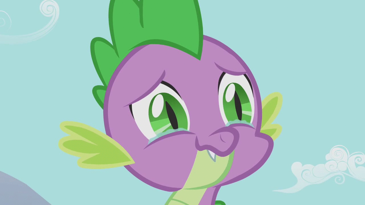 Size: 1280x720 | Tagged: safe, screencap, character:spike, species:dragon, episode:secret of my excess, g4, my little pony: friendship is magic, animated, crying, eye shimmer, male, solo