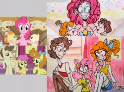 Size: 2723x2018 | Tagged: safe, artist:citi, screencap, character:li'l cheese, character:pinkie pie, character:pound cake, character:pumpkin cake, species:human, episode:baby cakes, episode:the last problem, g4, my little pony: friendship is magic, humanized, older, older pound cake, older pumpkin cake, scene interpretation, screencap reference, traditional art