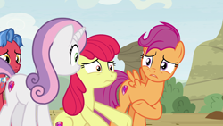 Size: 1920x1080 | Tagged: safe, screencap, character:apple bloom, character:biscuit, character:scootaloo, character:sweetie belle, species:pegasus, species:pony, episode:growing up is hard to do, g4, my little pony: friendship is magic, cutie mark crusaders, older, older apple bloom, older scootaloo, older sweetie belle