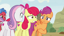 Size: 1920x1080 | Tagged: safe, screencap, character:apple bloom, character:biscuit, character:scootaloo, character:sweetie belle, species:pegasus, species:pony, episode:growing up is hard to do, g4, my little pony: friendship is magic, cutie mark crusaders, older, older apple bloom, older scootaloo, older sweetie belle