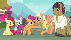 Size: 1920x1080 | Tagged: safe, screencap, character:apple bloom, character:mane allgood, character:scootaloo, character:snap shutter, character:sweetie belle, species:pegasus, species:pony, episode:the last crusade, g4, my little pony: friendship is magic, cutie mark crusaders