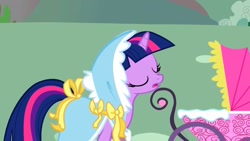 Size: 1280x720 | Tagged: safe, screencap, character:twilight sparkle, species:pony, species:unicorn, episode:the ticket master, g4, my little pony: friendship is magic, disguise, solo, stroller