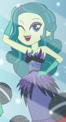 Size: 510x935 | Tagged: safe, screencap, character:juniper montage, equestria girls:mirror magic, g4, my little pony:equestria girls, cropped, female, microphone, reflection