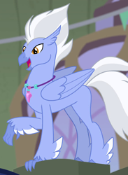 Size: 570x780 | Tagged: safe, screencap, character:sky beak, species:classical hippogriff, species:hippogriff, episode:surf and/or turf, g4, my little pony: friendship is magic, cropped, feathered fetlocks, male, open beak, raised claw, solo