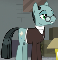 Size: 815x840 | Tagged: safe, screencap, character:sans smirk, species:earth pony, species:pony, episode:the last laugh, g4, my little pony: friendship is magic, cropped, solo