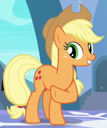 Size: 360x430 | Tagged: safe, screencap, character:applejack, species:earth pony, species:pony, episode:the crystal empire, g4, my little pony: friendship is magic, cropped, cute, jackabetes, solo